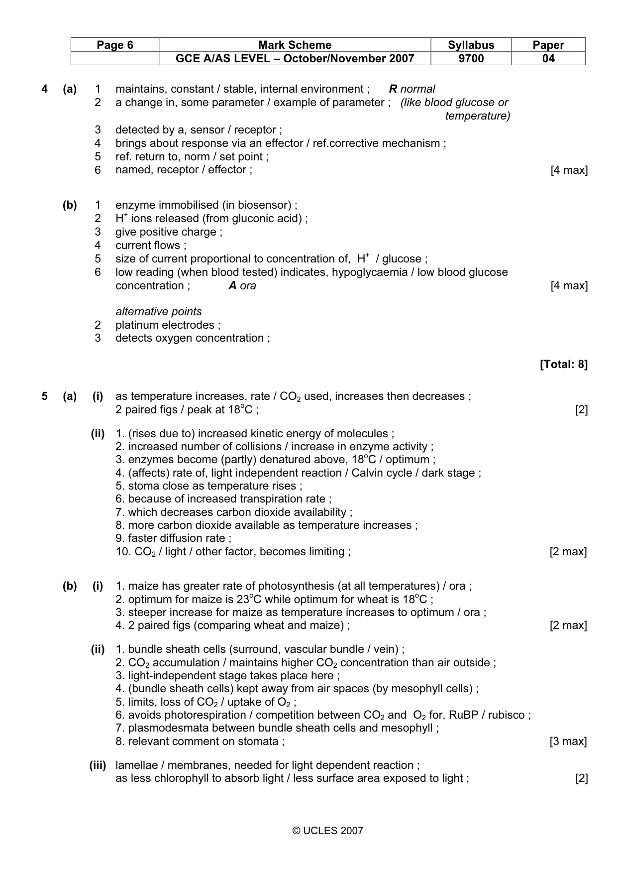 Mark scheme, page 5 of 9