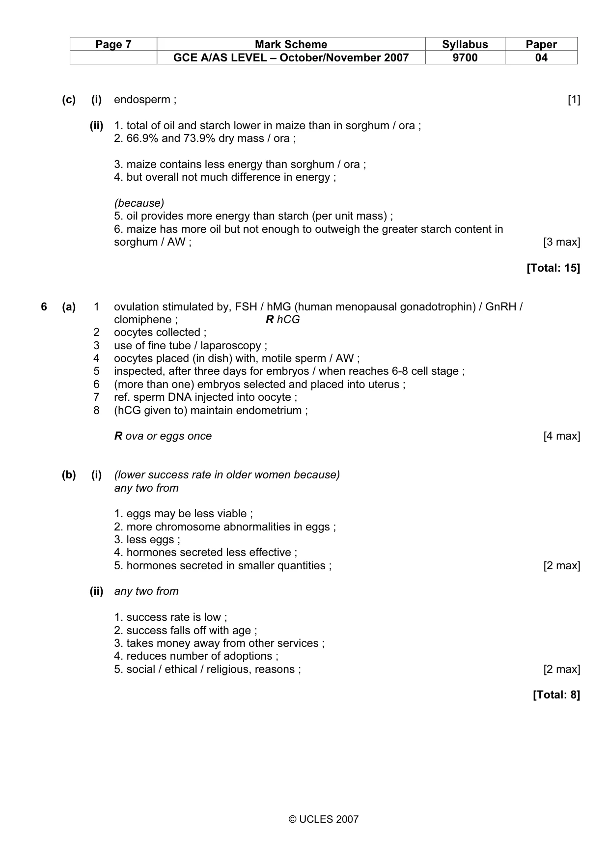 Mark scheme, page 6 of 9