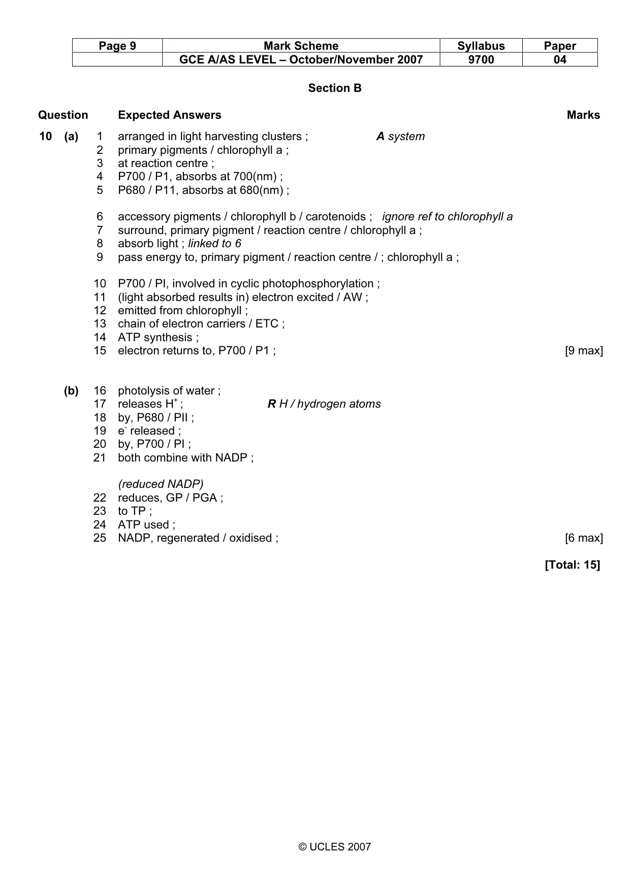 Mark scheme, page 8 of 9
