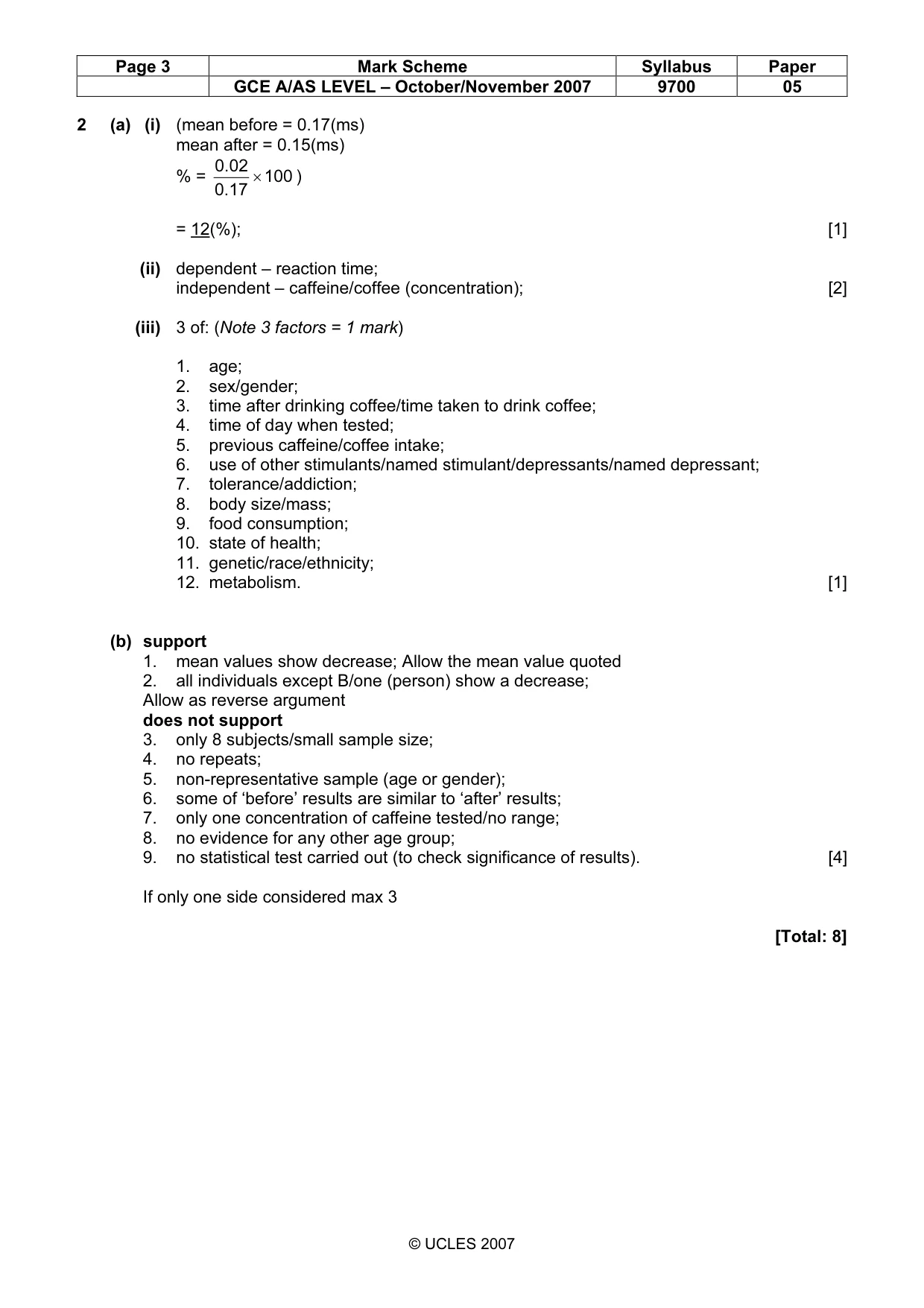 Mark scheme, page 3 of 4
