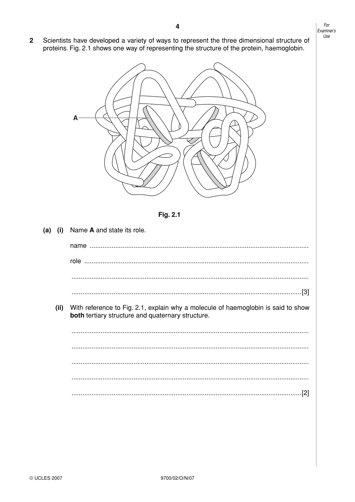 Cambridge A Level Biology 9700 2007 Oct/Nov Paper 2 · Variant 1 question paper, page 4 of 16