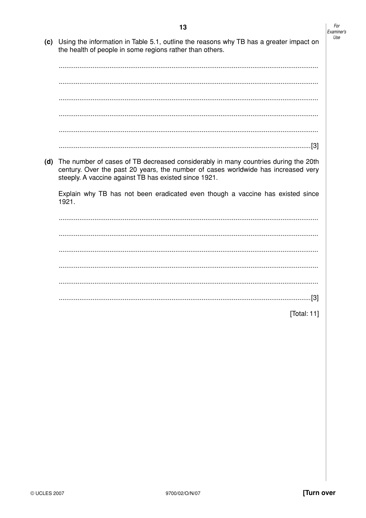 Cambridge A Level Biology 9700 2007 Oct/Nov Paper 2 · Variant 1 question paper, page 13 of 16