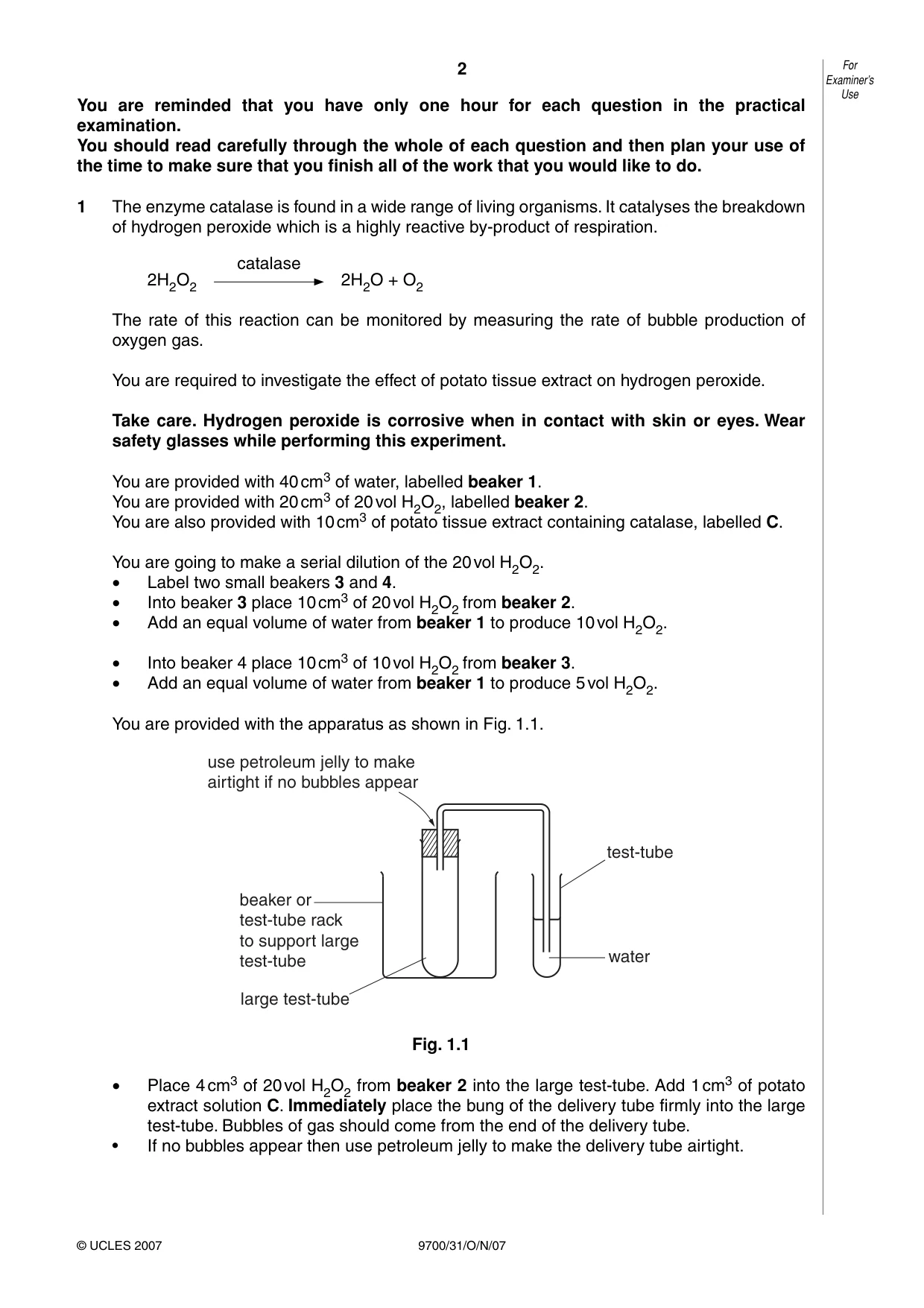 Cambridge A Level Biology 9700 2007 Oct/Nov Paper 3 · Variant 1 question paper, page 2 of 8
