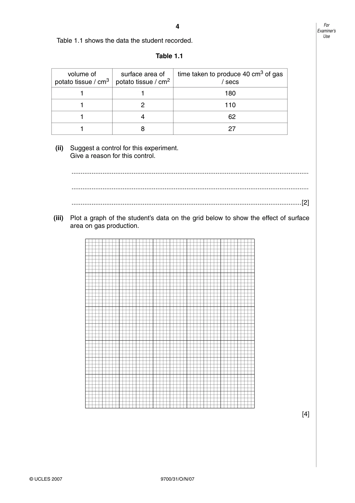 Cambridge A Level Biology 9700 2007 Oct/Nov Paper 3 · Variant 1 question paper, page 4 of 8