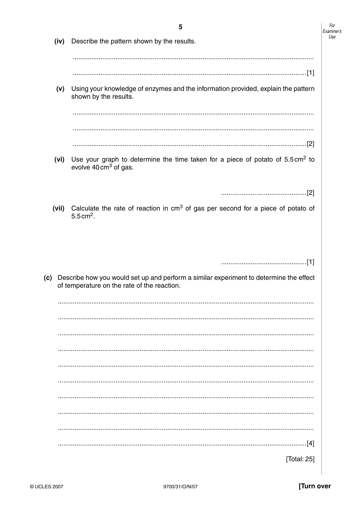 Cambridge A Level Biology 9700 2007 Oct/Nov Paper 3 · Variant 1 question paper, page 5 of 8
