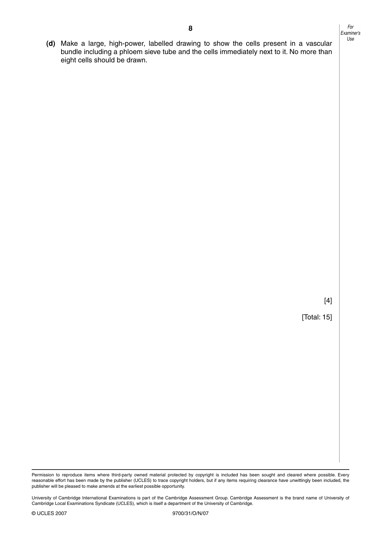 Cambridge A Level Biology 9700 2007 Oct/Nov Paper 3 · Variant 1 question paper, page 8 of 8