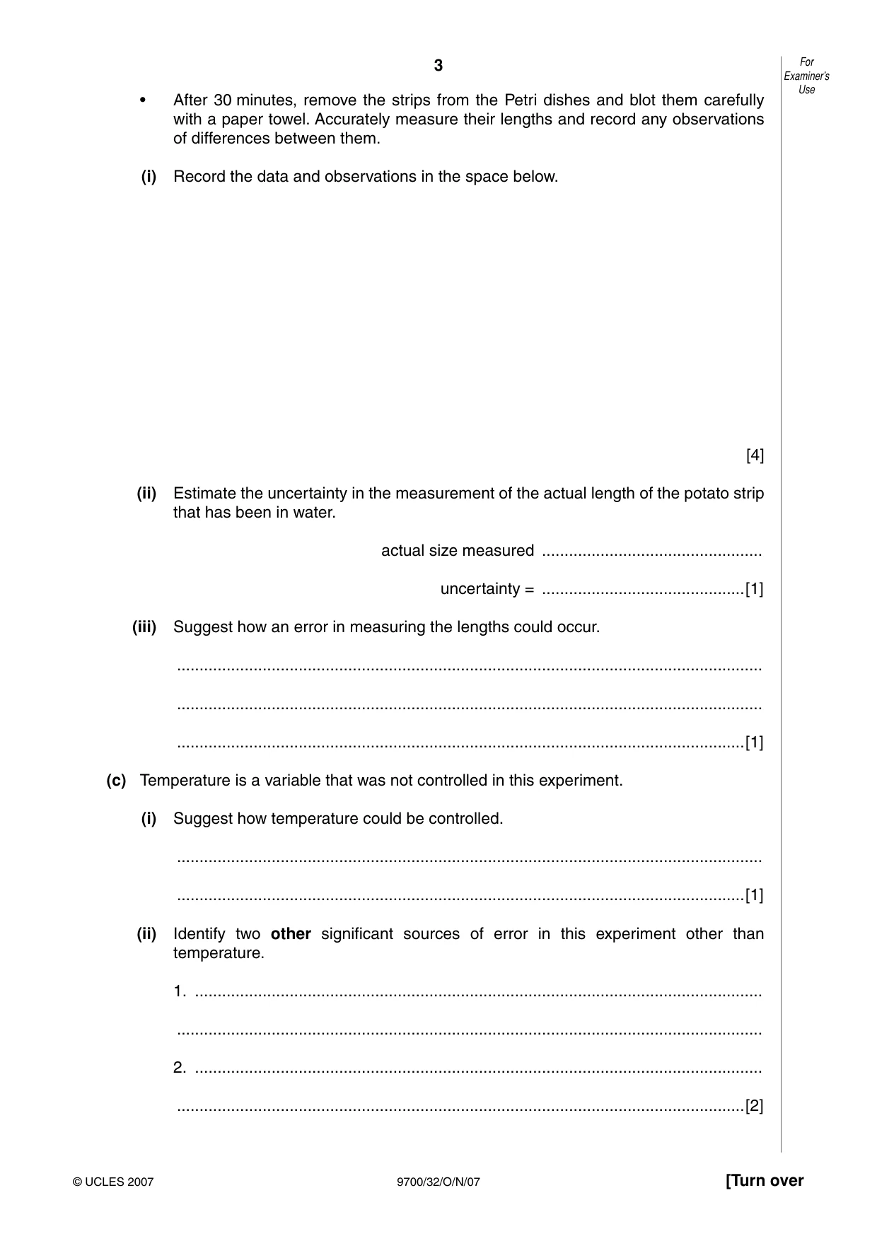 Cambridge A Level Biology 9700 2007 Oct/Nov Paper 3 · Variant 2 question paper, page 3 of 12
