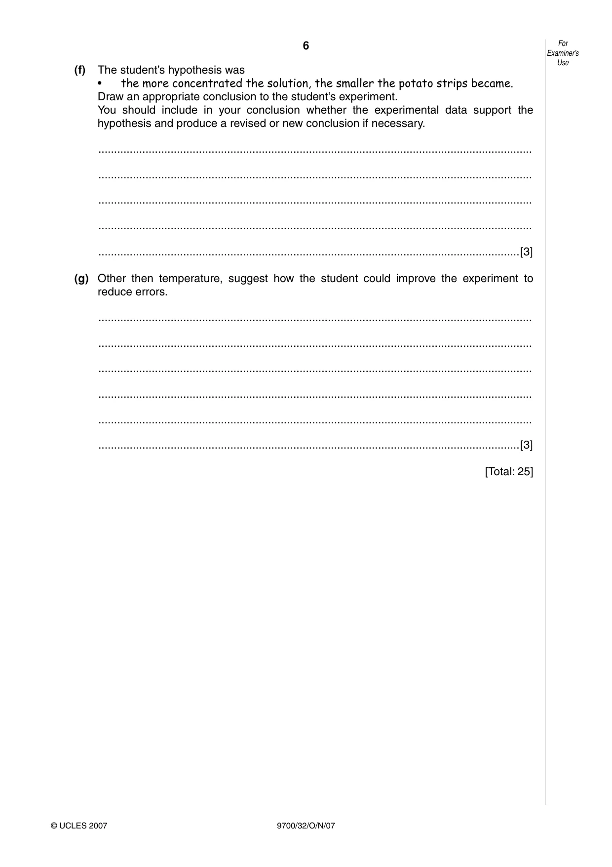 Cambridge A Level Biology 9700 2007 Oct/Nov Paper 3 · Variant 2 question paper, page 6 of 12