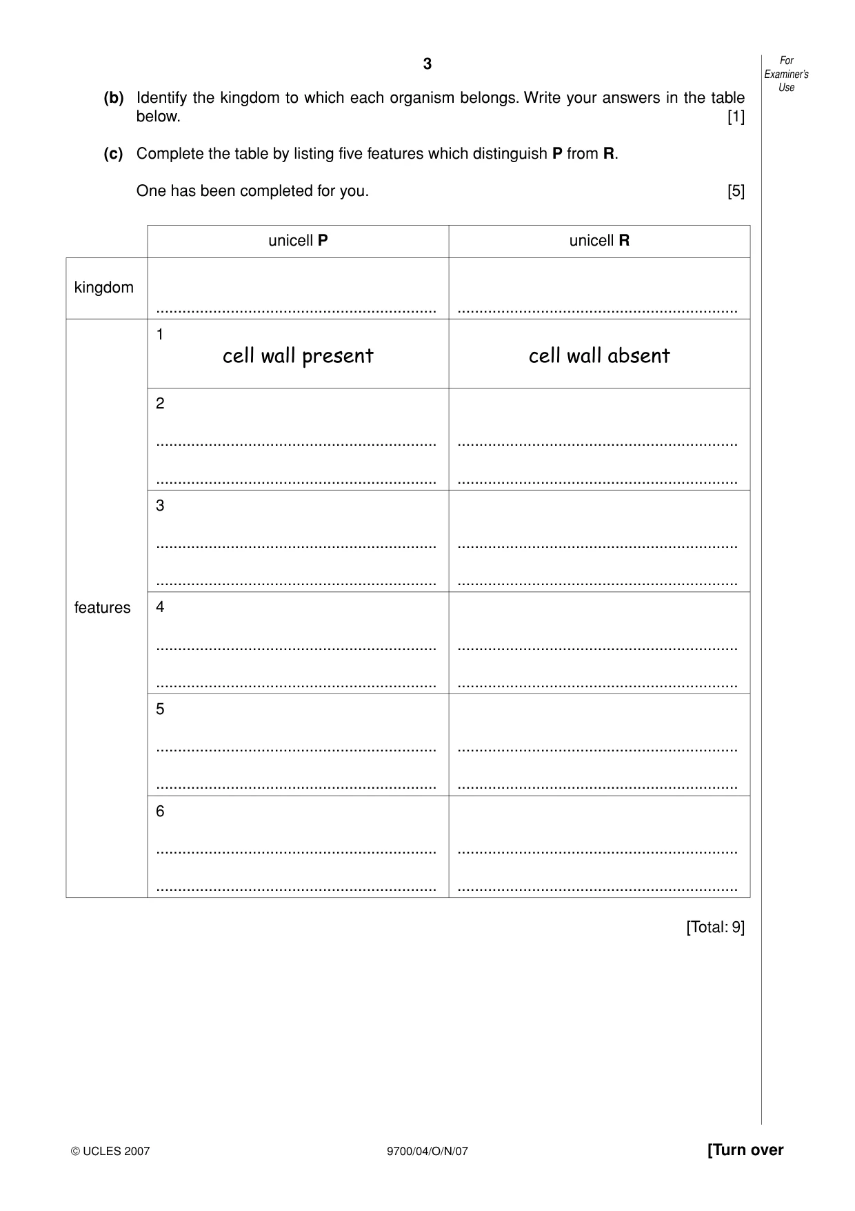 Cambridge A Level Biology 9700 2007 Oct/Nov Paper 4 · Variant 1 question paper, page 3 of 24