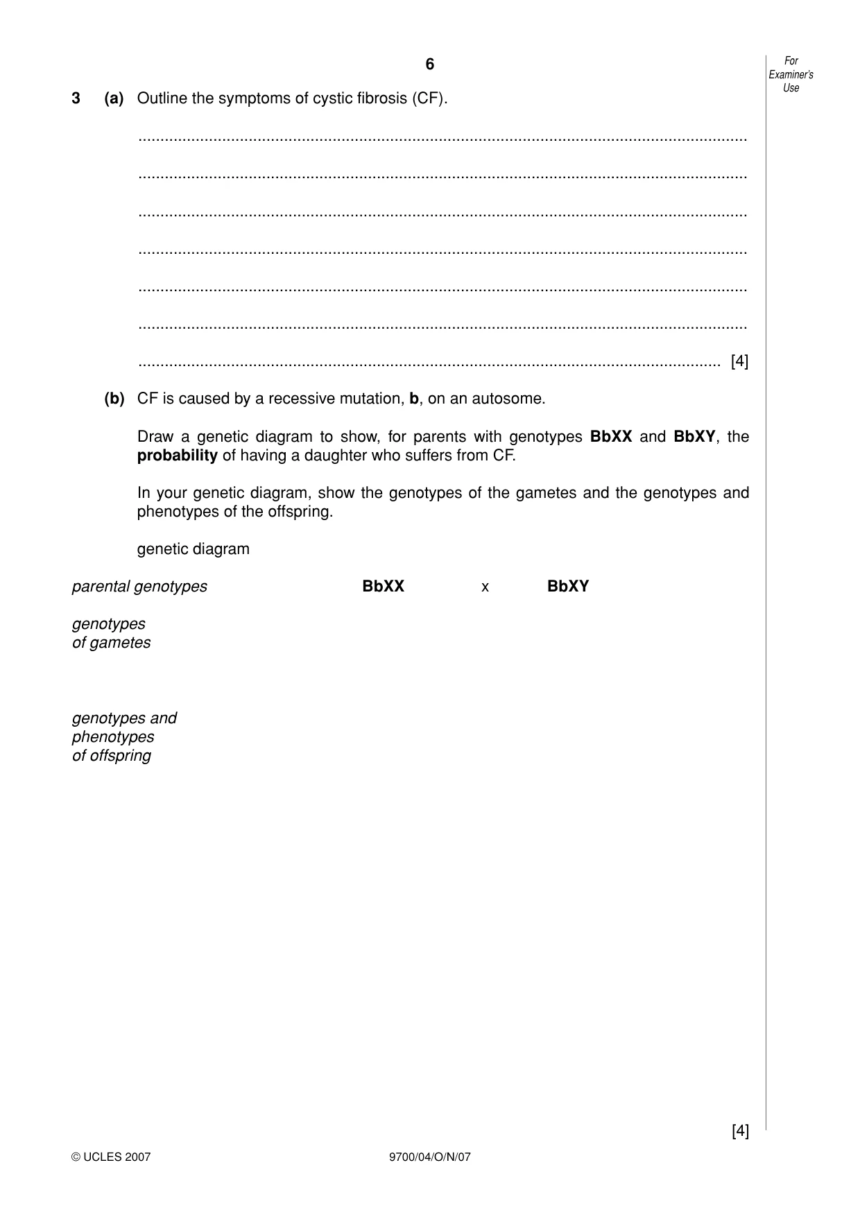 Cambridge A Level Biology 9700 2007 Oct/Nov Paper 4 · Variant 1 question paper, page 6 of 24