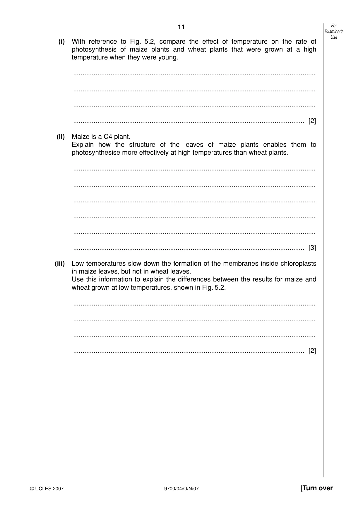 Cambridge A Level Biology 9700 2007 Oct/Nov Paper 4 · Variant 1 question paper, page 11 of 24