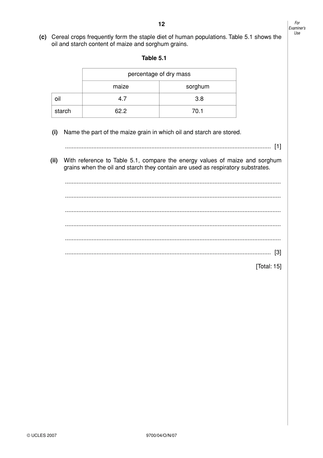 Cambridge A Level Biology 9700 2007 Oct/Nov Paper 4 · Variant 1 question paper, page 12 of 24