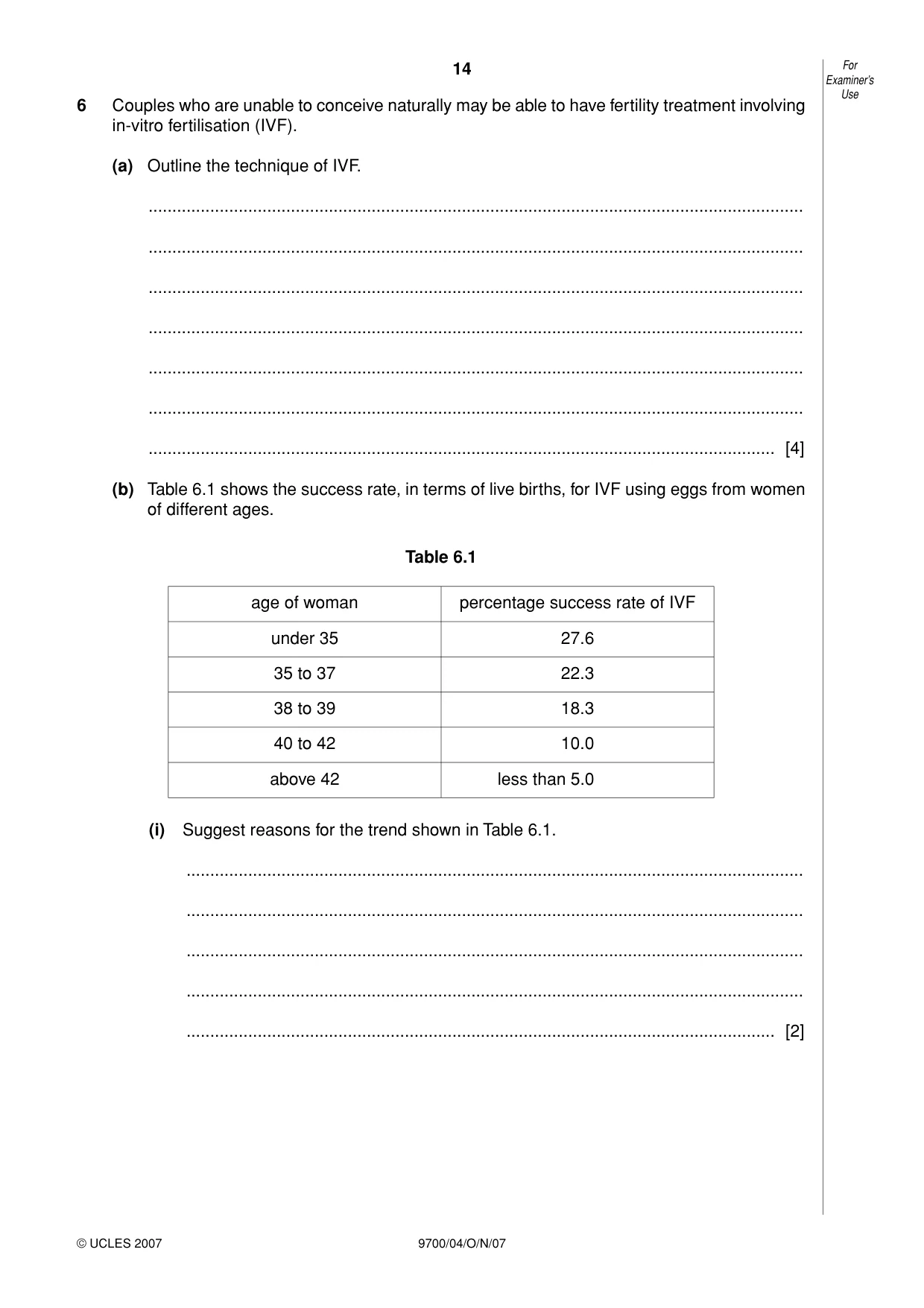 Cambridge A Level Biology 9700 2007 Oct/Nov Paper 4 · Variant 1 question paper, page 14 of 24