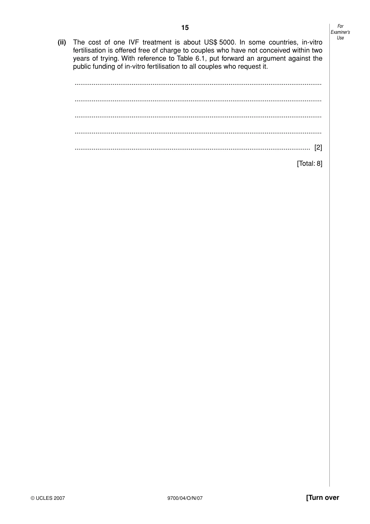 Cambridge A Level Biology 9700 2007 Oct/Nov Paper 4 · Variant 1 question paper, page 15 of 24