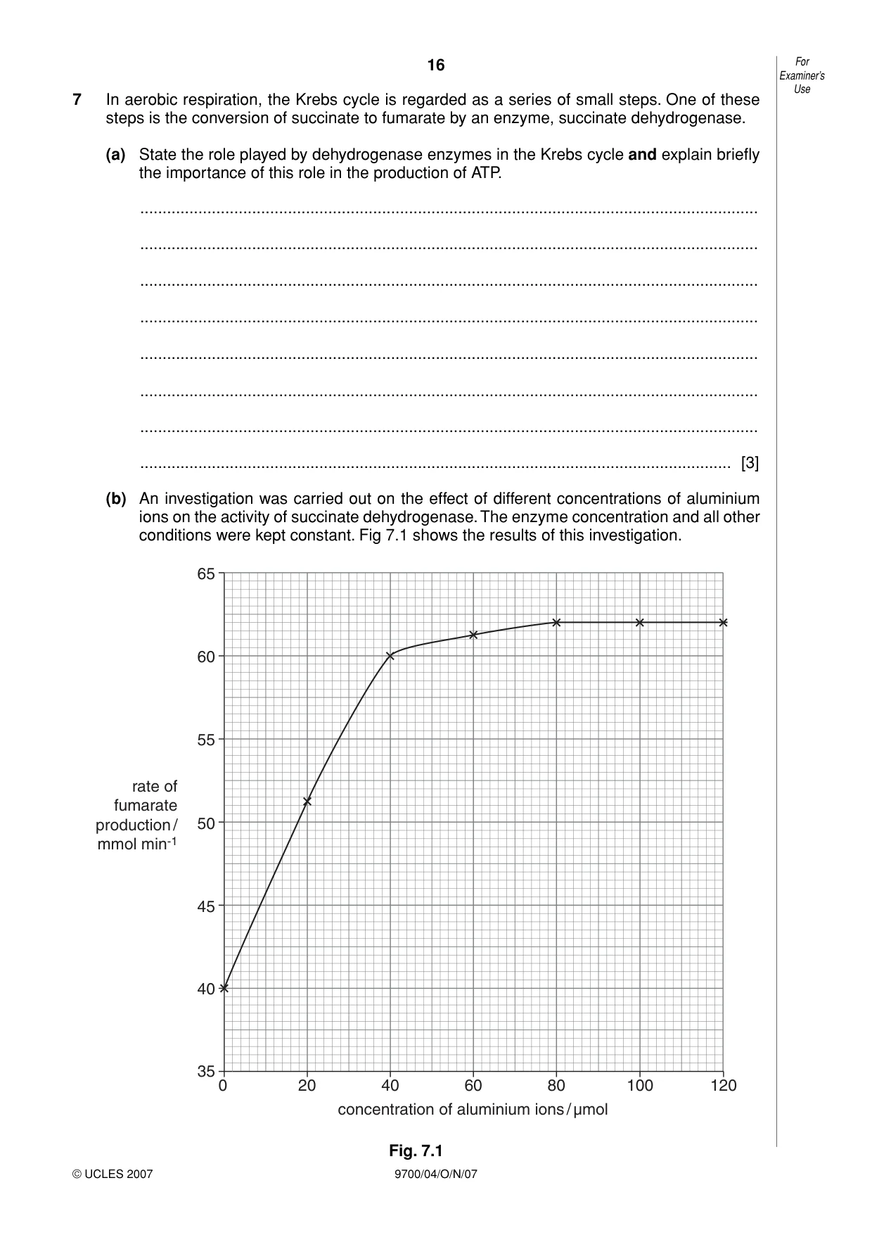 Cambridge A Level Biology 9700 2007 Oct/Nov Paper 4 · Variant 1 question paper, page 16 of 24