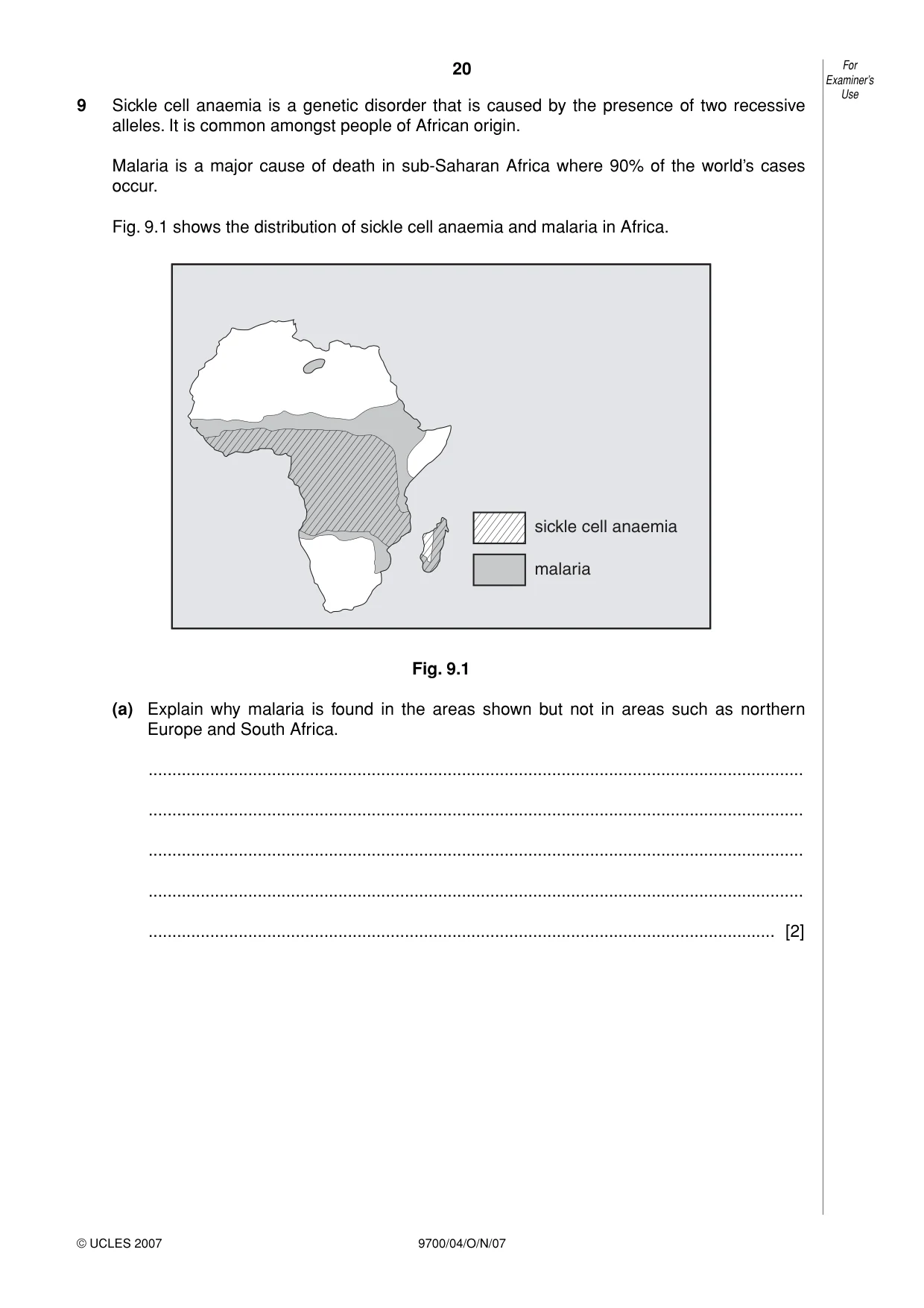 Cambridge A Level Biology 9700 2007 Oct/Nov Paper 4 · Variant 1 question paper, page 20 of 24