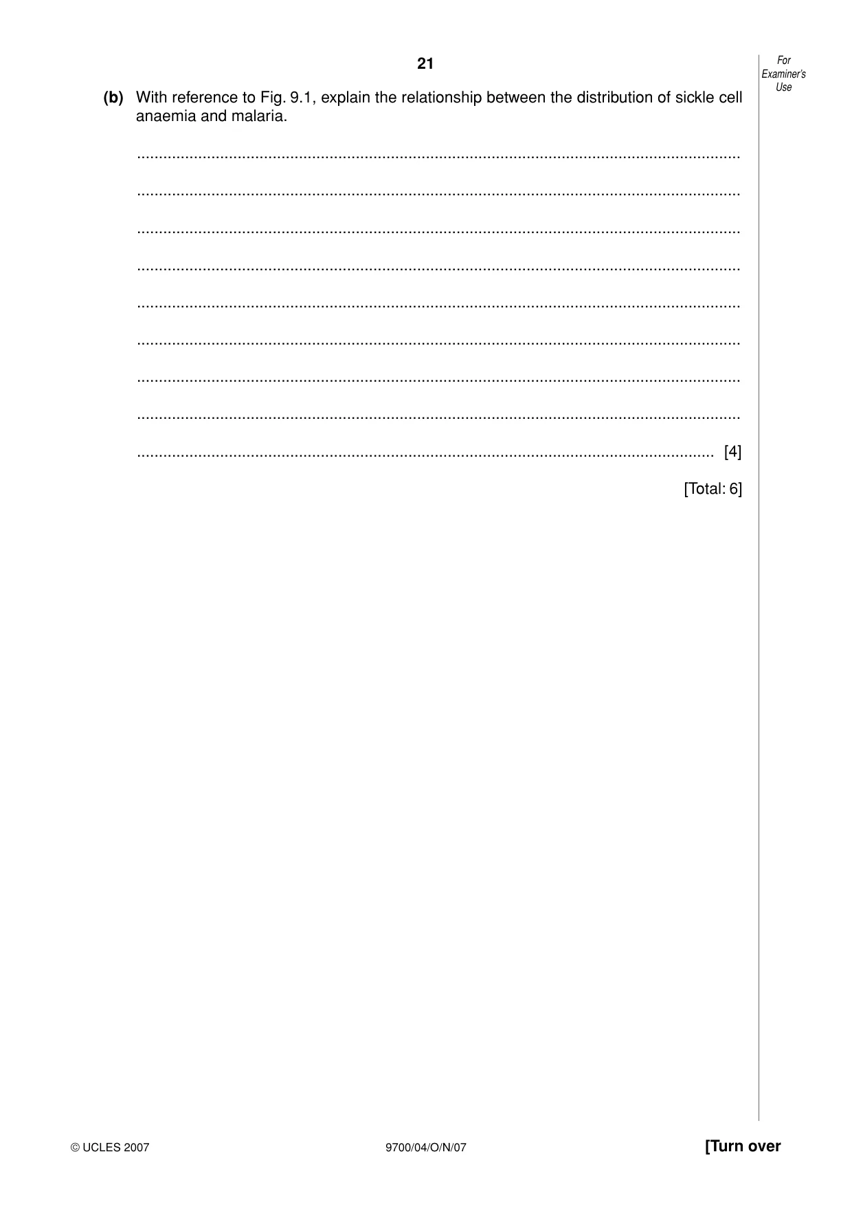 Cambridge A Level Biology 9700 2007 Oct/Nov Paper 4 · Variant 1 question paper, page 21 of 24