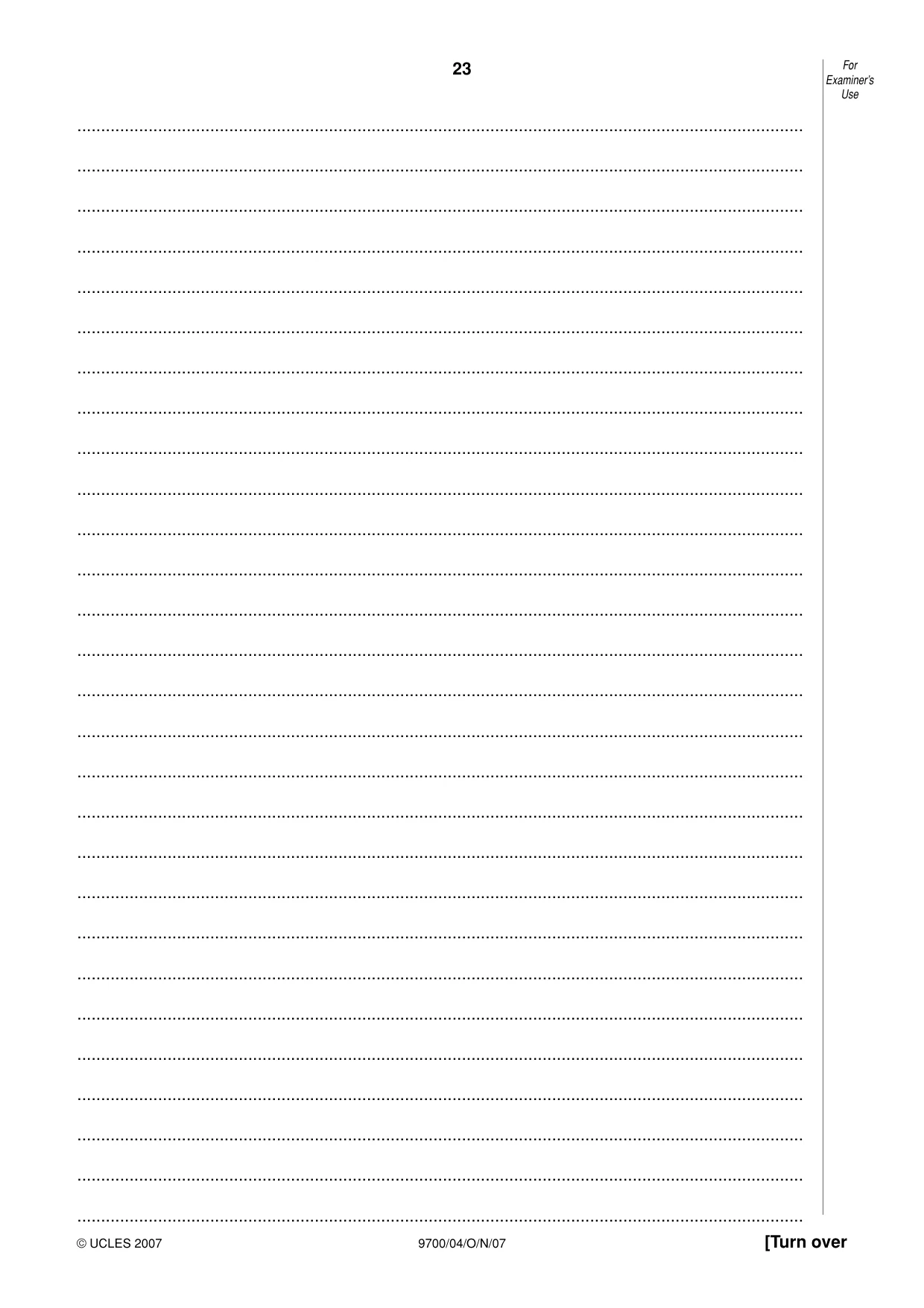 Cambridge A Level Biology 9700 2007 Oct/Nov Paper 4 · Variant 1 question paper, page 23 of 24
