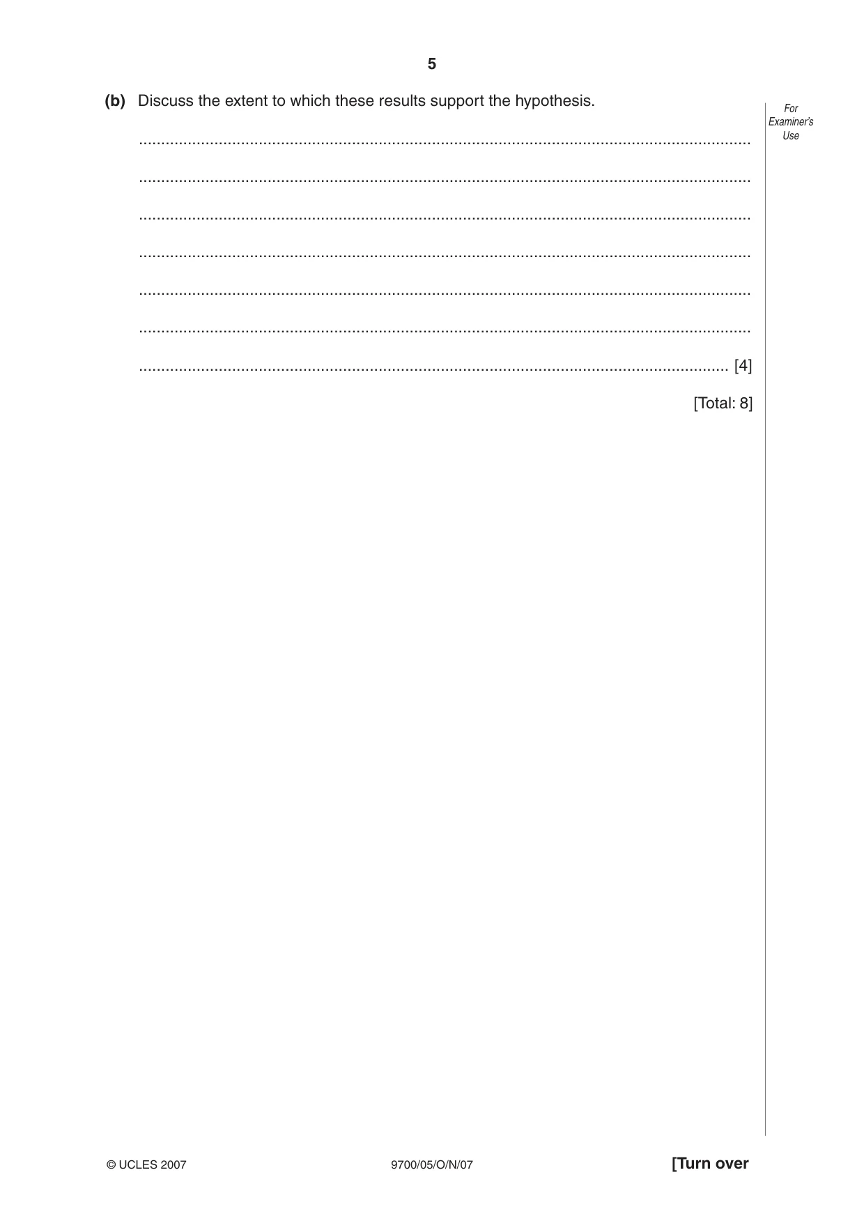 Cambridge A Level Biology 9700 2007 Oct/Nov Paper 5 · Variant 1 question paper, page 5 of 8