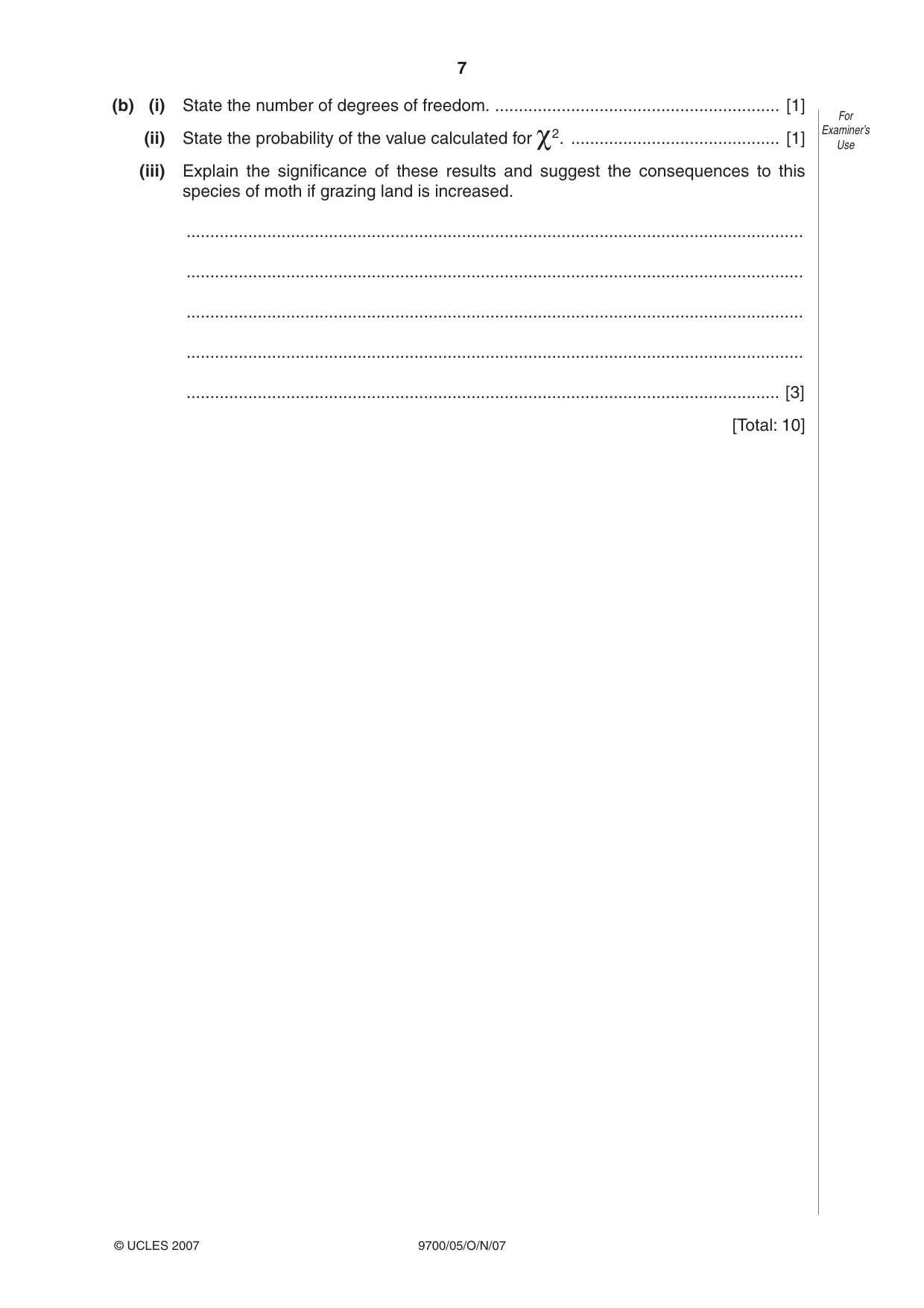 Cambridge A Level Biology 9700 2007 Oct/Nov Paper 5 · Variant 1 question paper, page 7 of 8