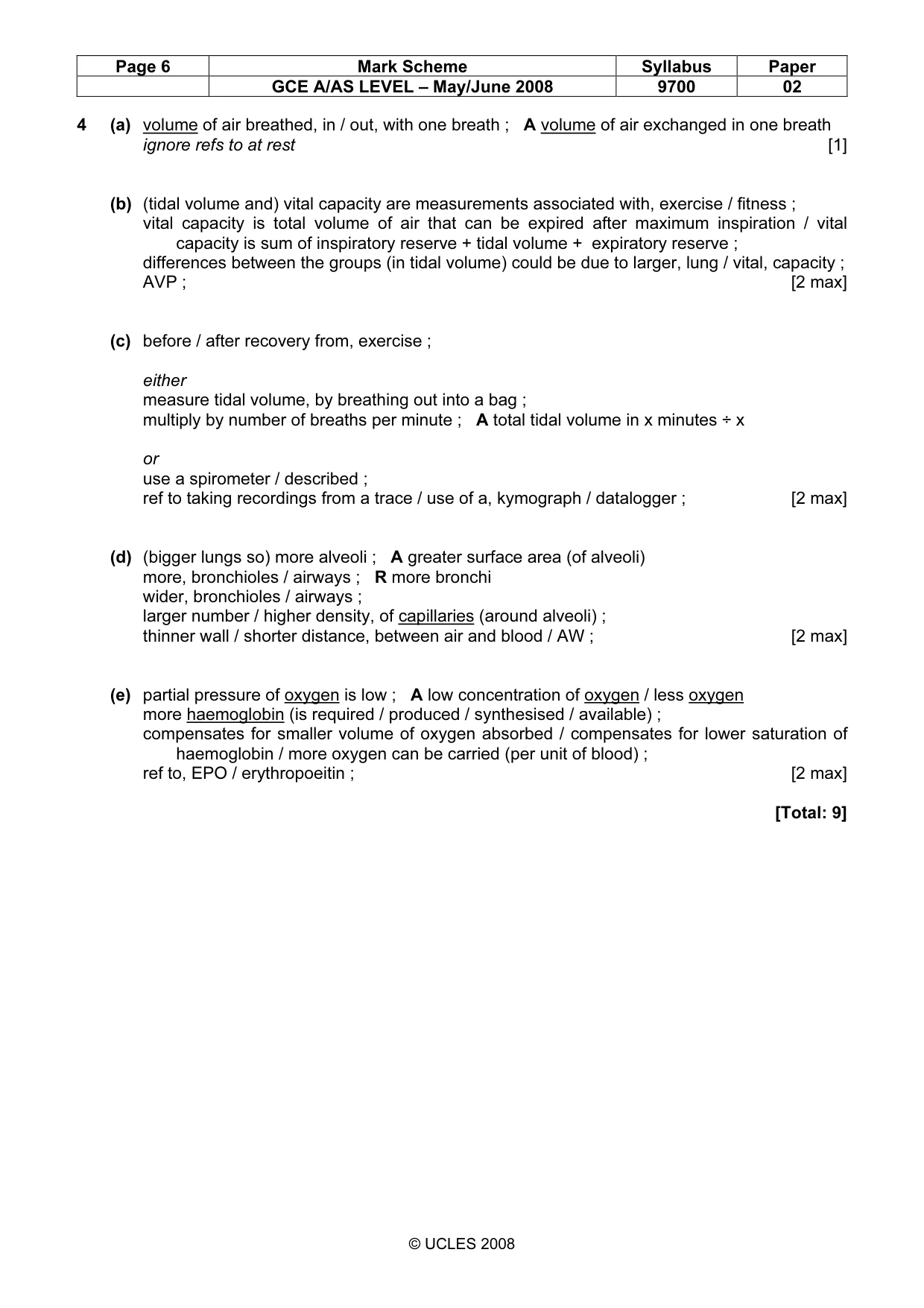 Mark scheme, page 6 of 8