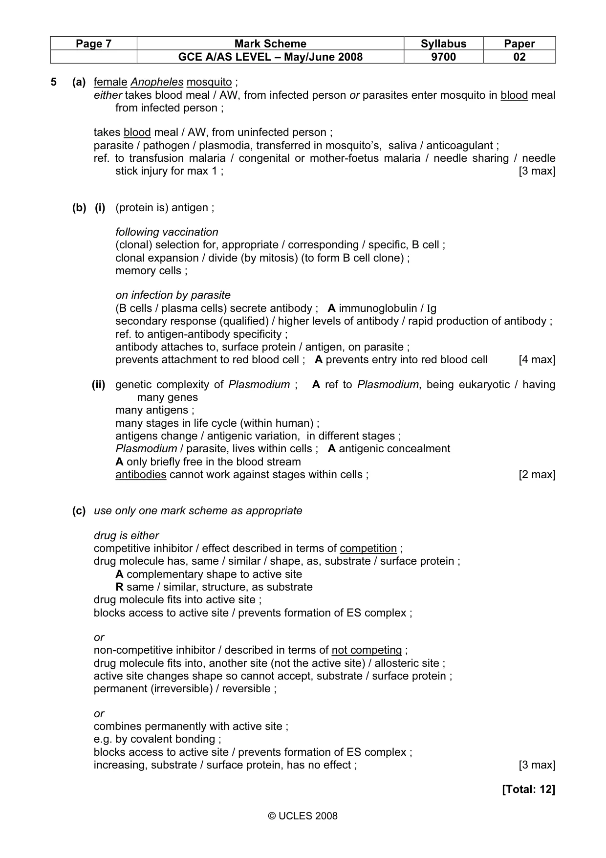 Mark scheme, page 7 of 8