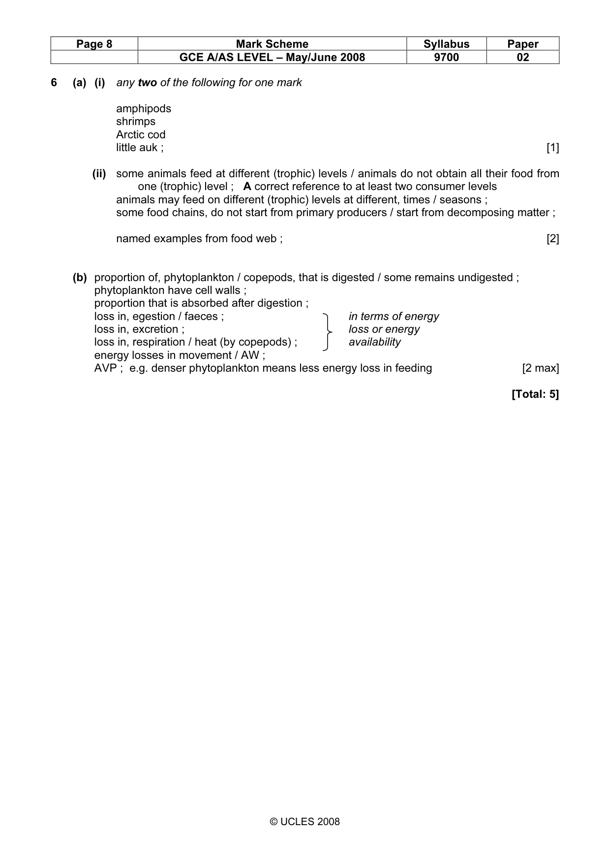 Mark scheme, page 8 of 8