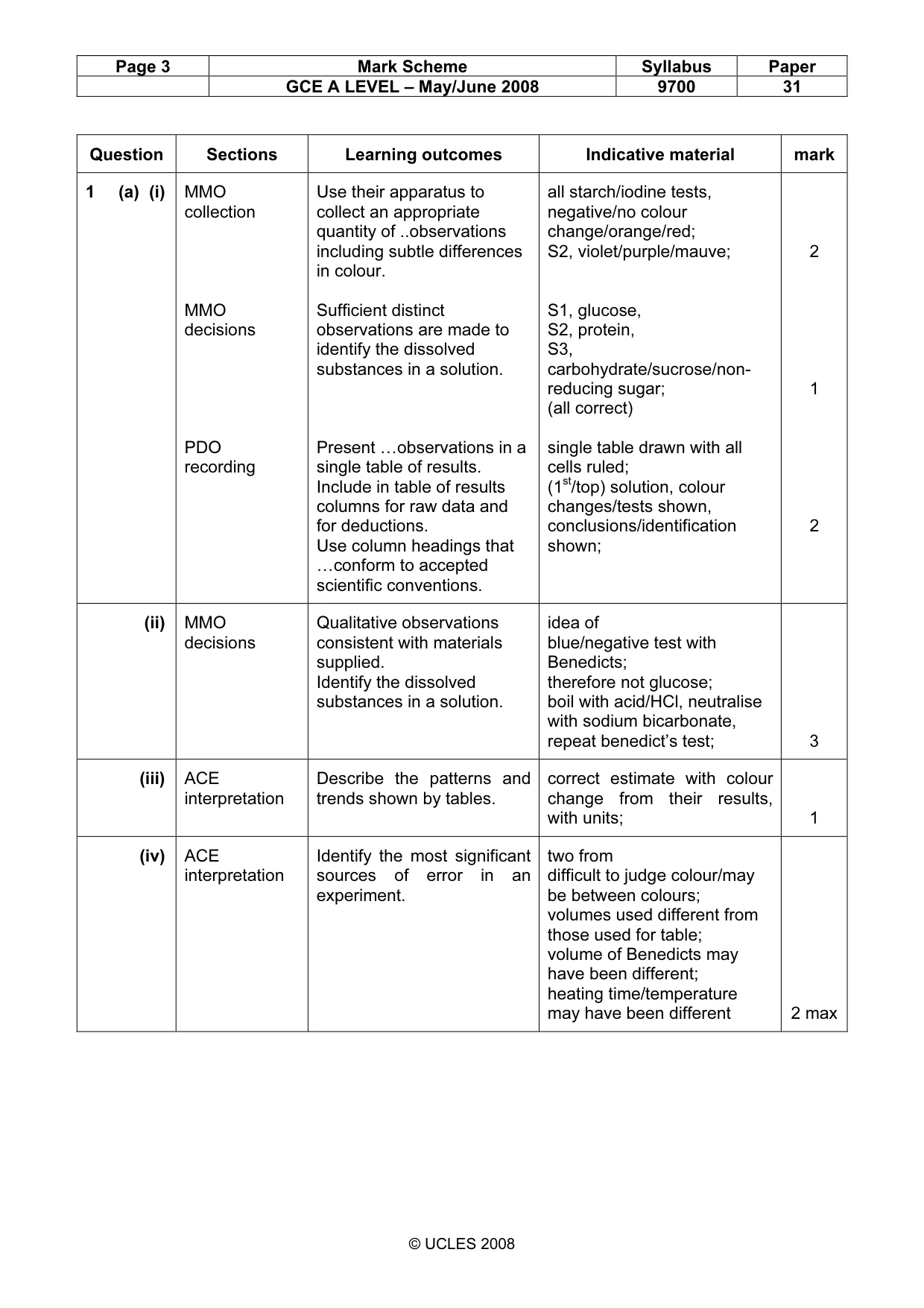 Mark scheme, page 3 of 6