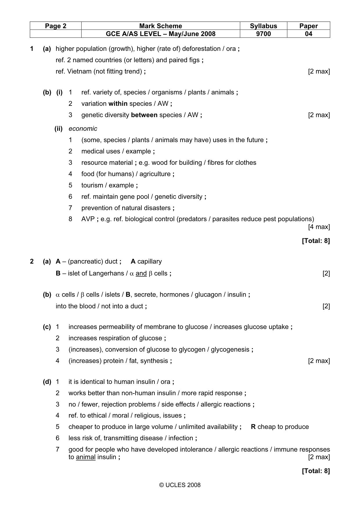 Mark scheme, page 2 of 9