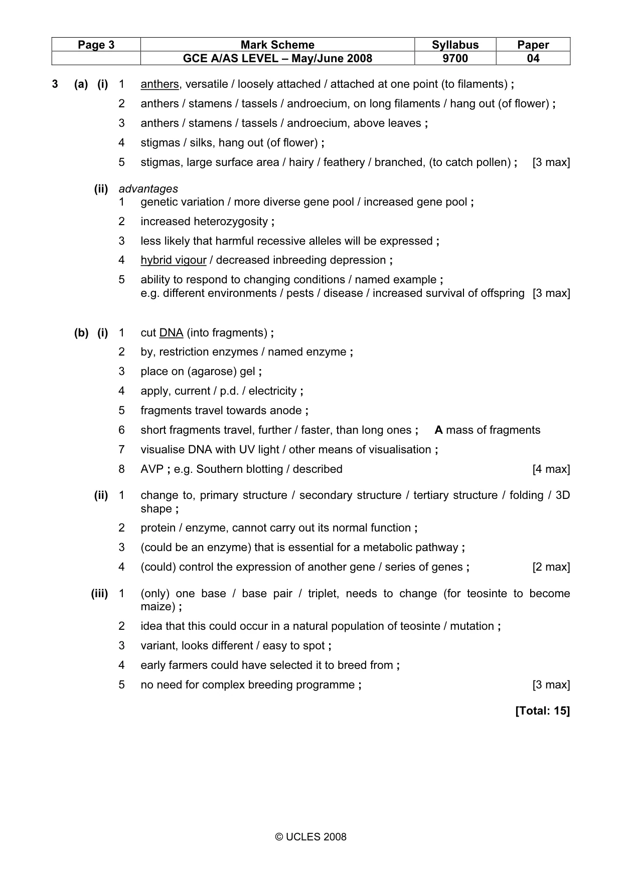 Mark scheme, page 3 of 9