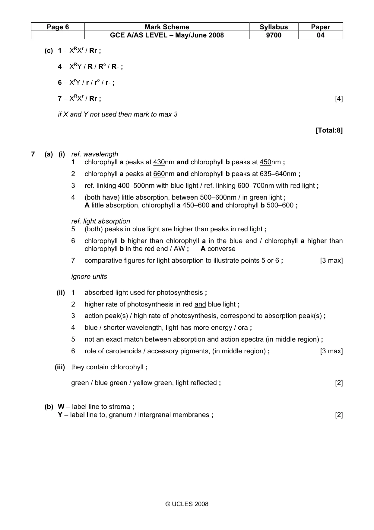 Mark scheme, page 6 of 9