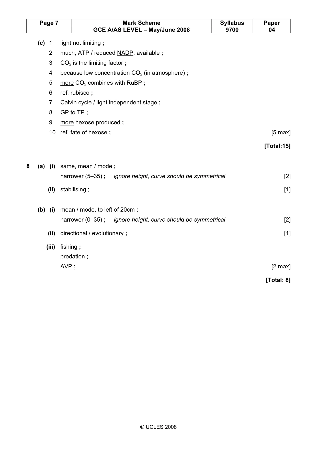 Mark scheme, page 7 of 9
