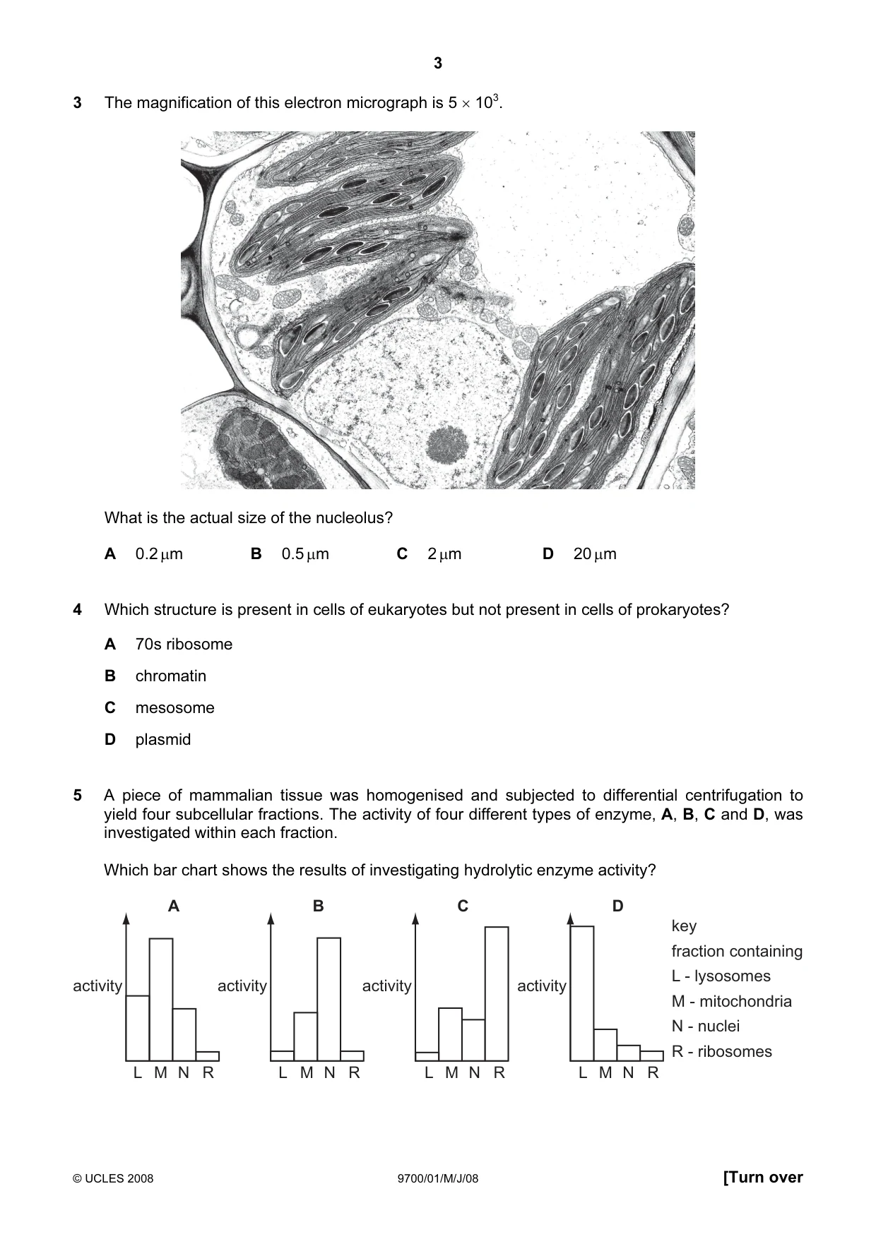 Cambridge A Level Biology 9700 2008 May/June Paper 1 · Variant 1 question paper, page 3 of 20