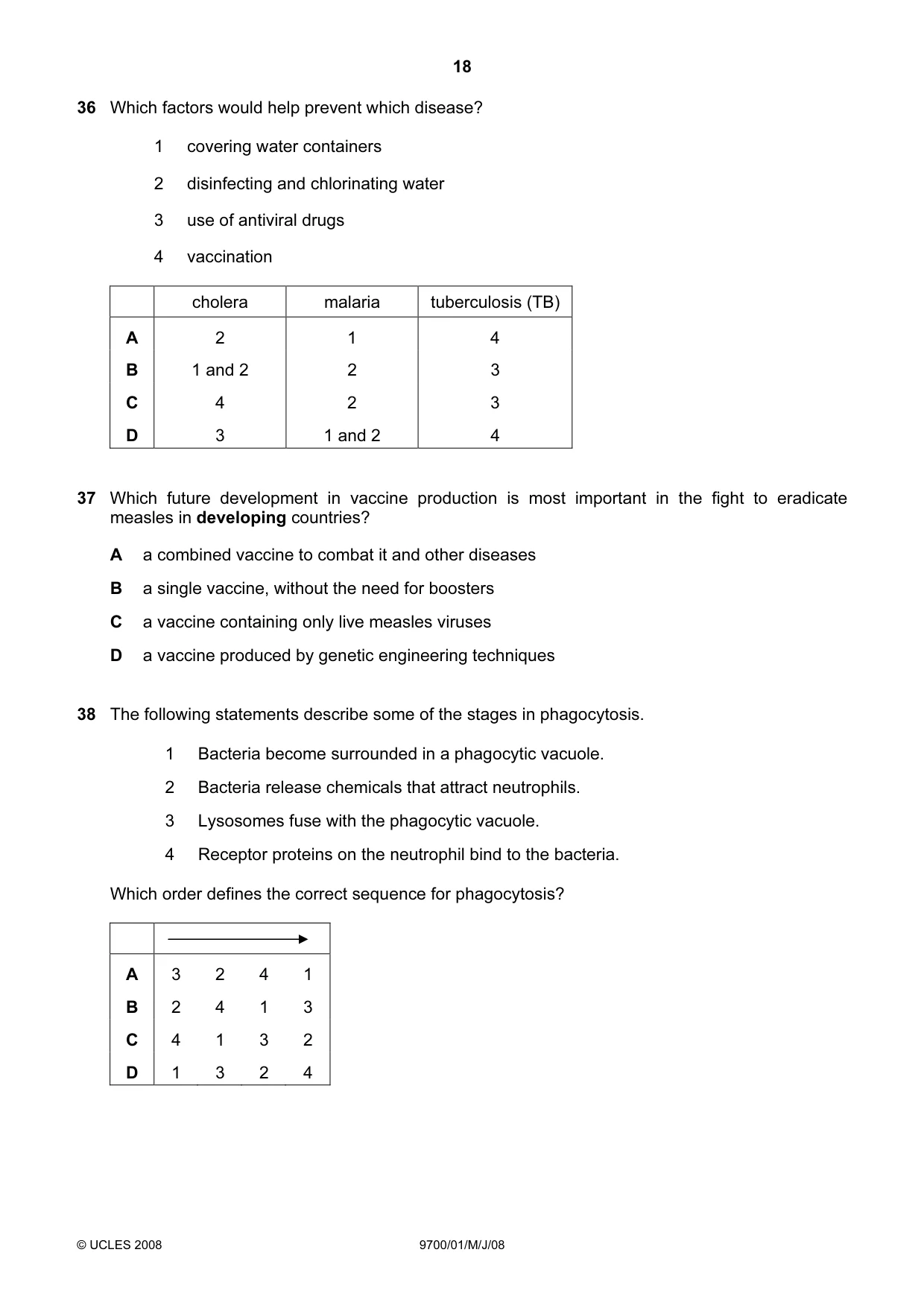 Cambridge A Level Biology 9700 2008 May/June Paper 1 · Variant 1 question paper, page 18 of 20