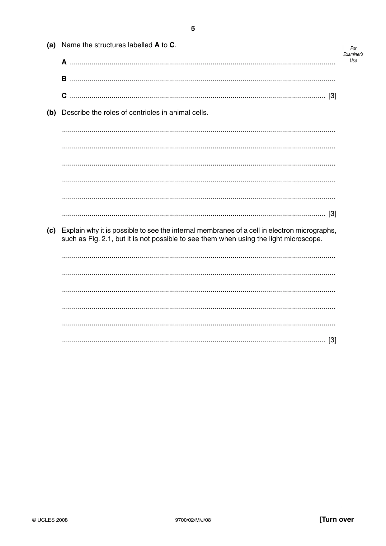 Cambridge A Level Biology 9700 2008 May/June Paper 2 · Variant 1 question paper, page 5 of 16