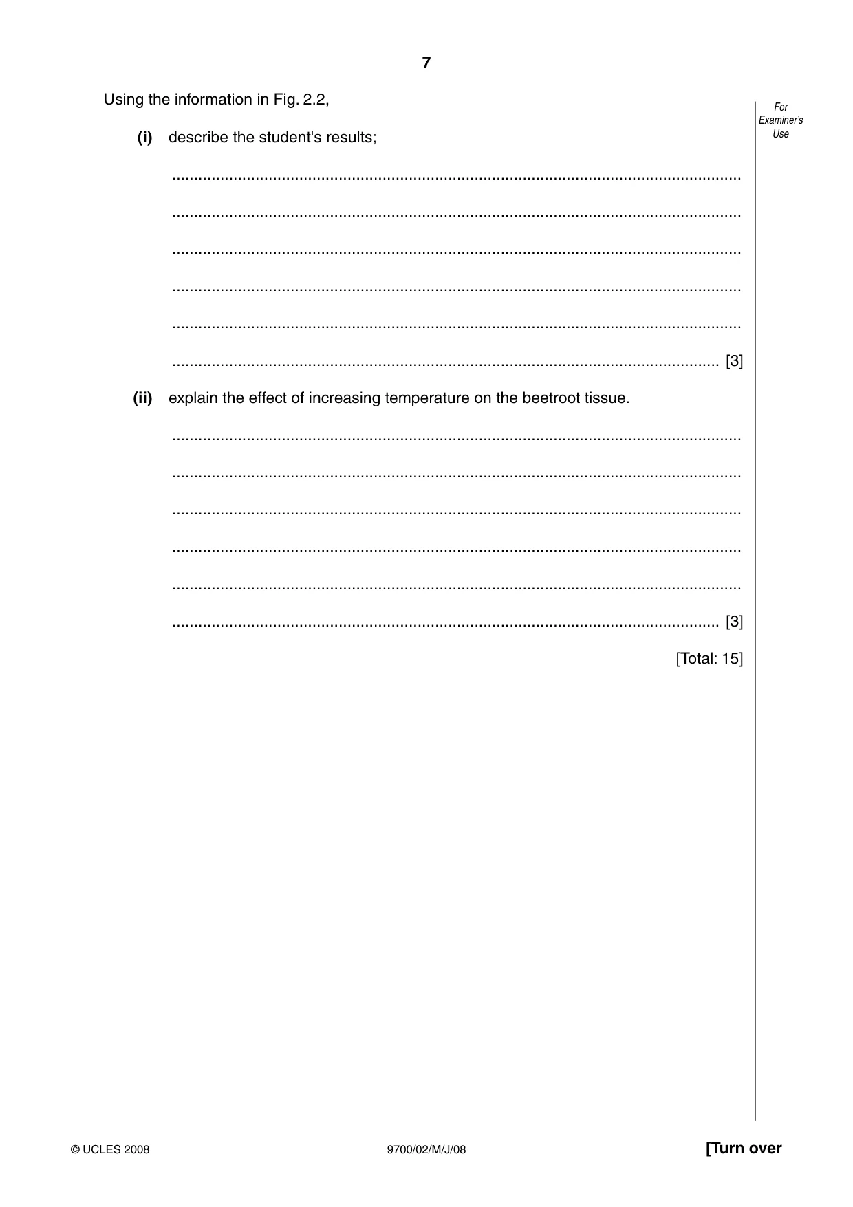 Cambridge A Level Biology 9700 2008 May/June Paper 2 · Variant 1 question paper, page 7 of 16