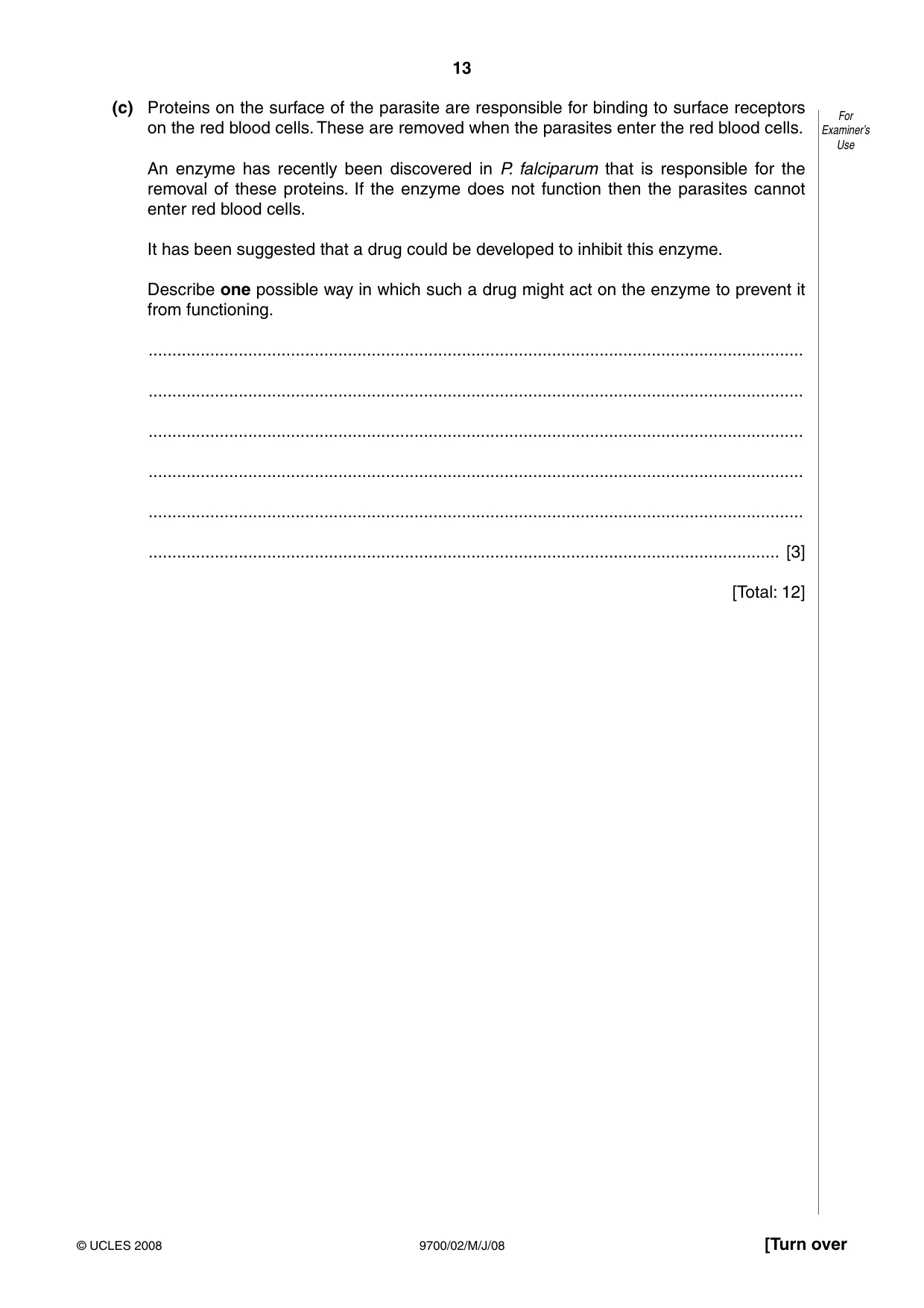 Cambridge A Level Biology 9700 2008 May/June Paper 2 · Variant 1 question paper, page 13 of 16