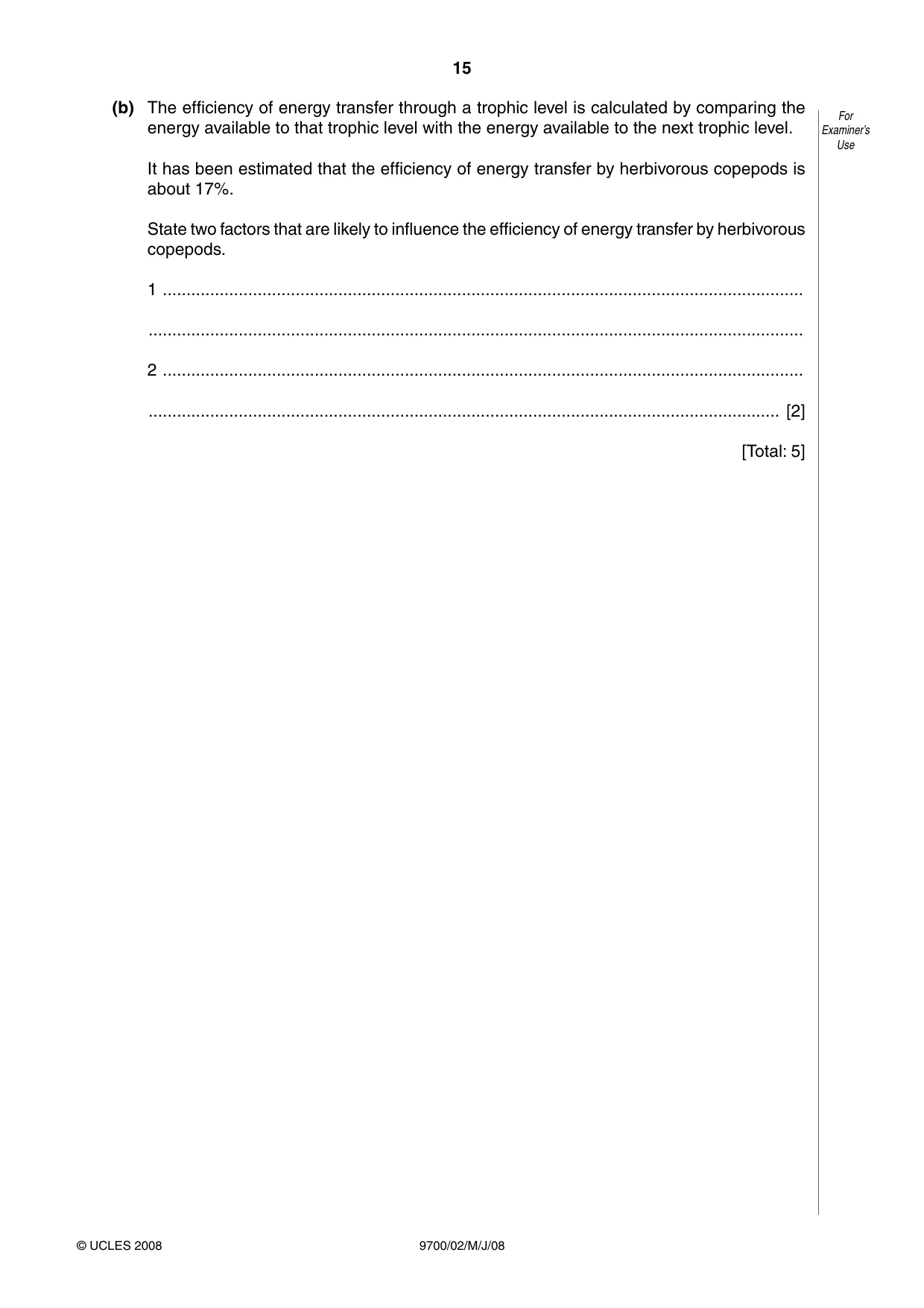 Cambridge A Level Biology 9700 2008 May/June Paper 2 · Variant 1 question paper, page 15 of 16