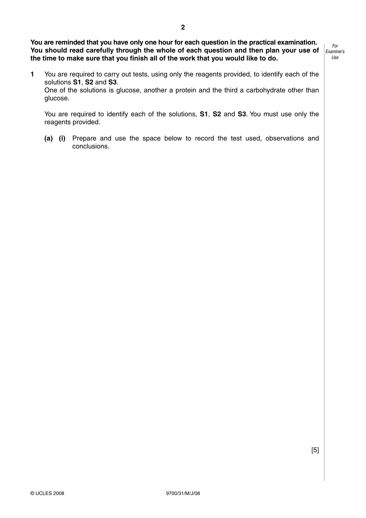 Cambridge A Level Biology 9700 2008 May/June Paper 3 · Variant 1 question paper, page 2 of 12