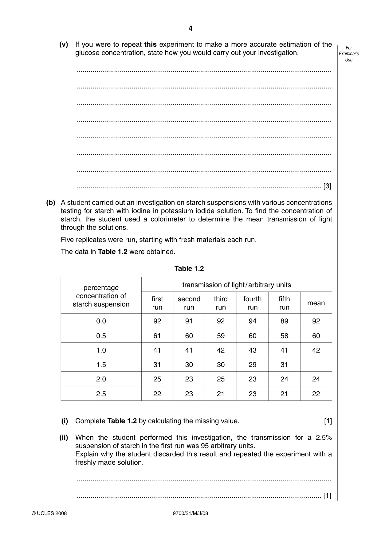 Cambridge A Level Biology 9700 2008 May/June Paper 3 · Variant 1 question paper, page 4 of 12