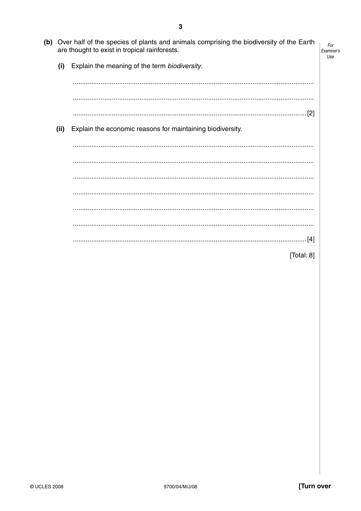 Cambridge A Level Biology 9700 2008 May/June Paper 4 · Variant 1 question paper, page 3 of 28