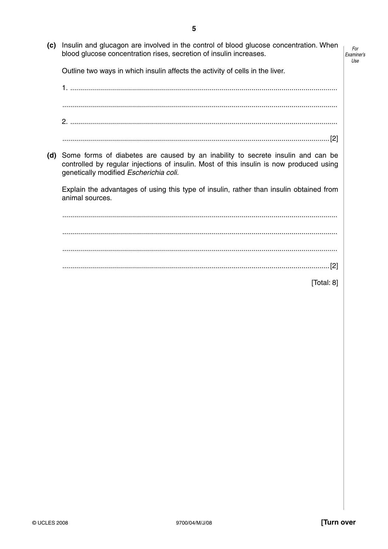 Cambridge A Level Biology 9700 2008 May/June Paper 4 · Variant 1 question paper, page 5 of 28