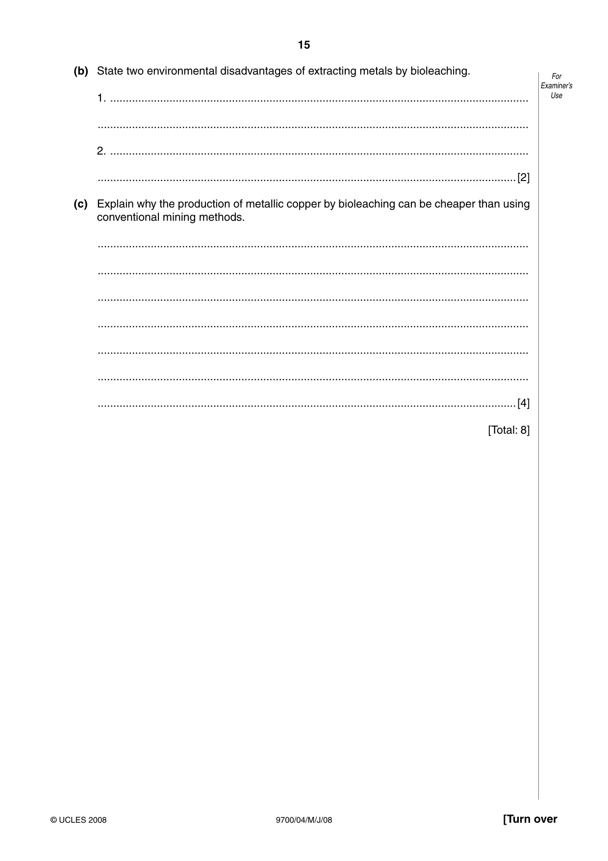 Cambridge A Level Biology 9700 2008 May/June Paper 4 · Variant 1 question paper, page 15 of 28