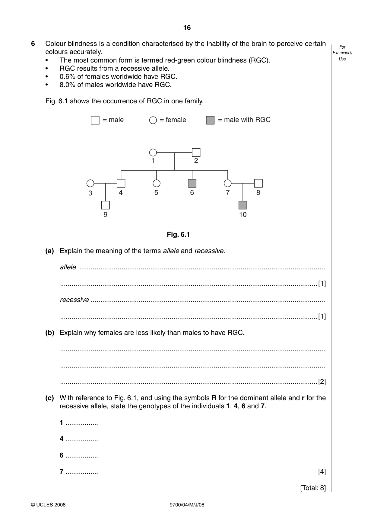 Cambridge A Level Biology 9700 2008 May/June Paper 4 · Variant 1 question paper, page 16 of 28