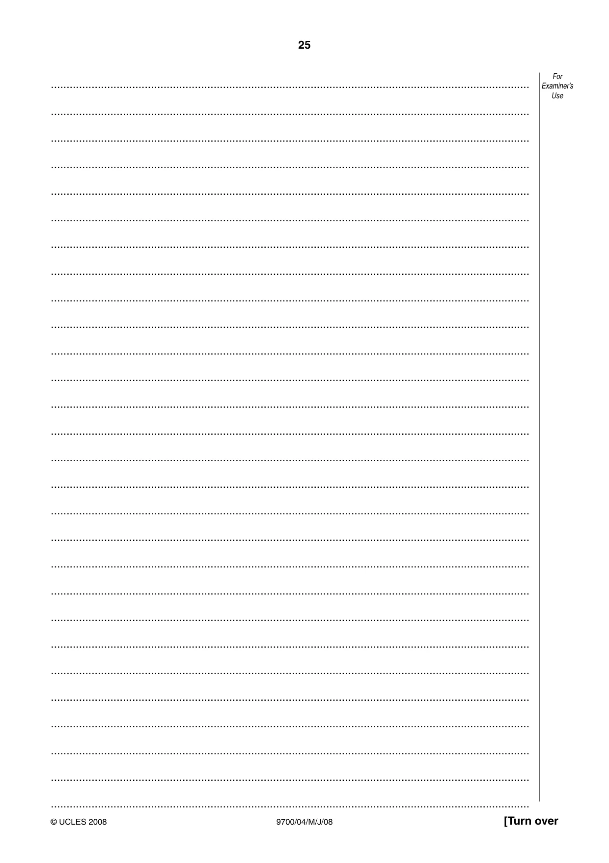 Cambridge A Level Biology 9700 2008 May/June Paper 4 · Variant 1 question paper, page 25 of 28
