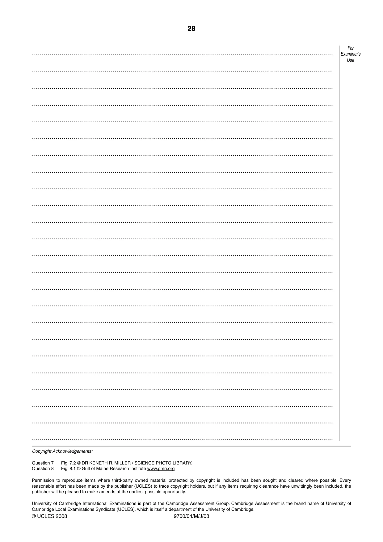 Cambridge A Level Biology 9700 2008 May/June Paper 4 · Variant 1 question paper, page 28 of 28