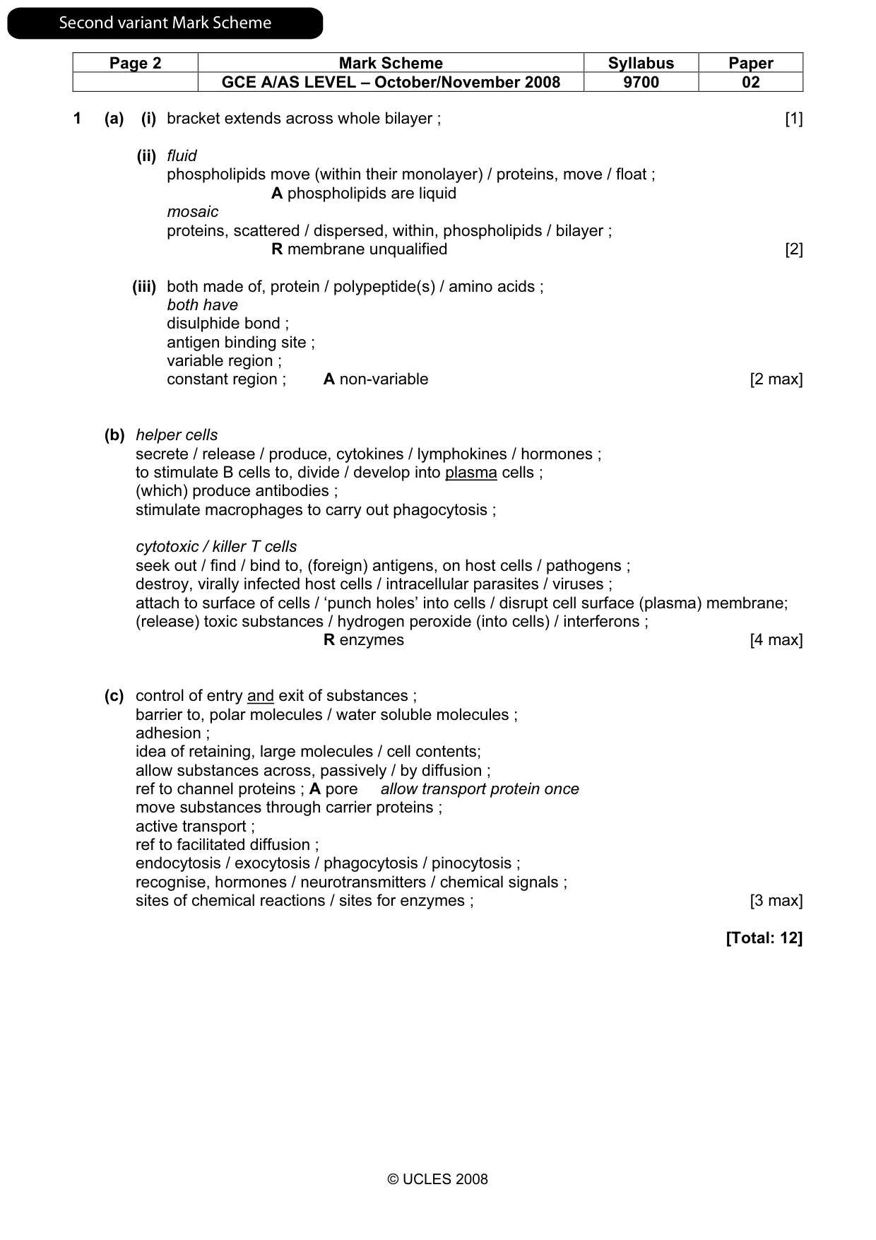 Mark scheme, page 9 of 12