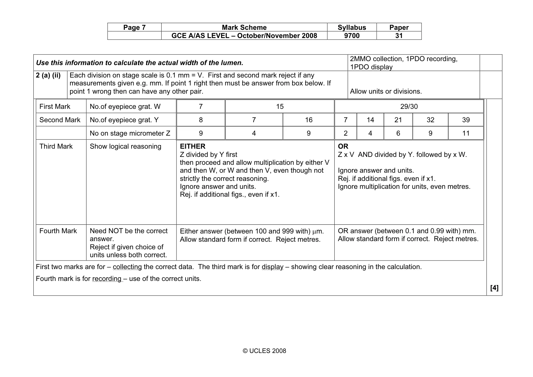 Mark scheme, page 7 of 10