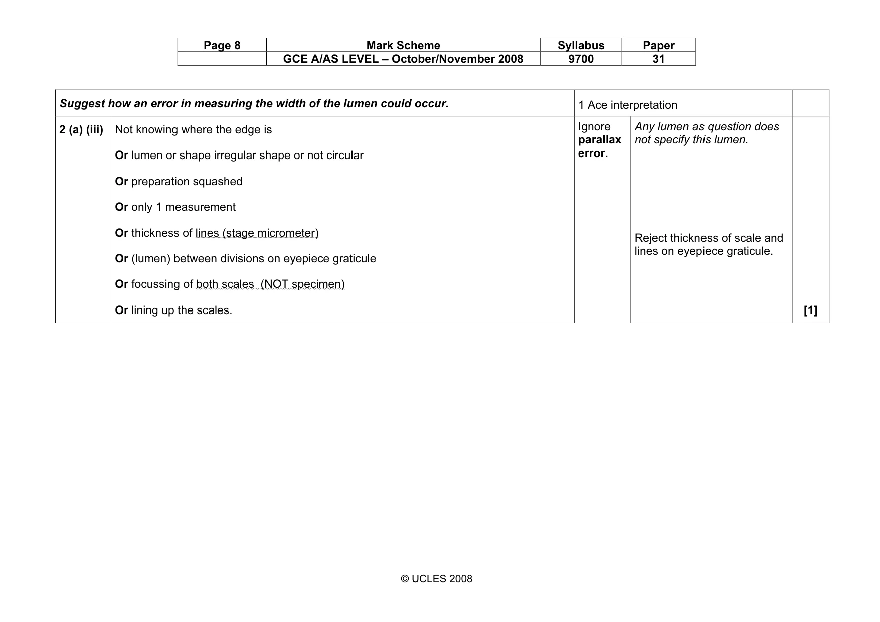 Mark scheme, page 8 of 10