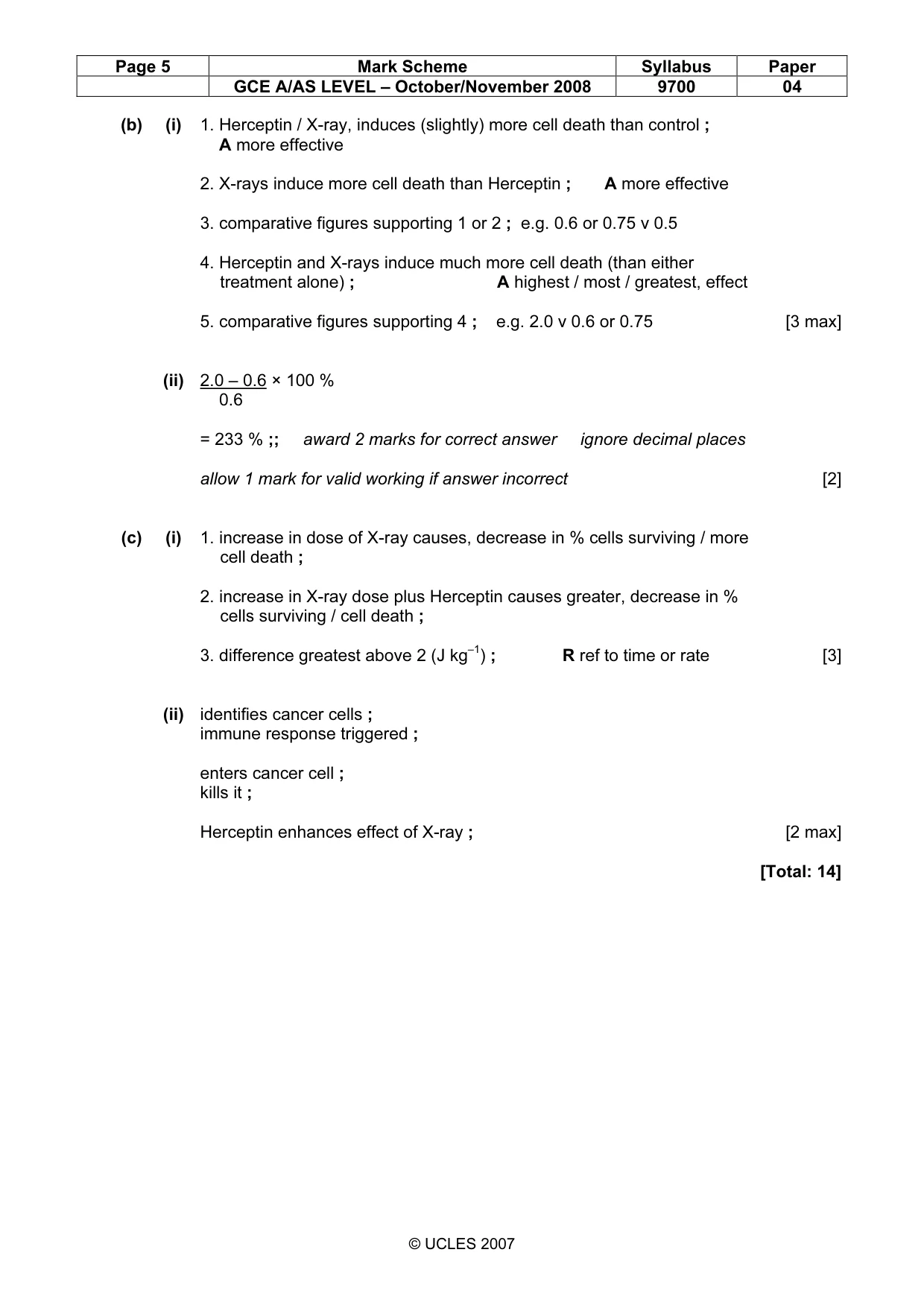 Mark scheme, page 5 of 11